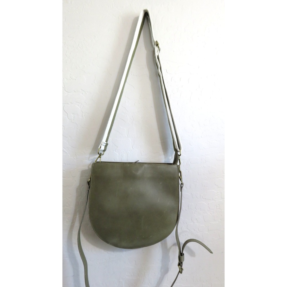 Madewell Tundra Green Transport Leather Saddle Bag Crossbody Shoulder Handbag - Picture 10 of 16